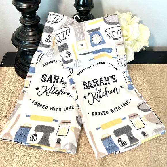 Truly Lou Other - NWT Set of 2 Personalized SARAH’S KITCHEN Towels